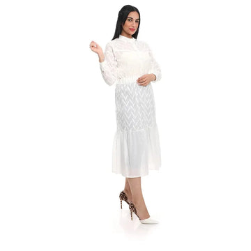 فستان طويل مستورد حريمي ابيض من ازياء